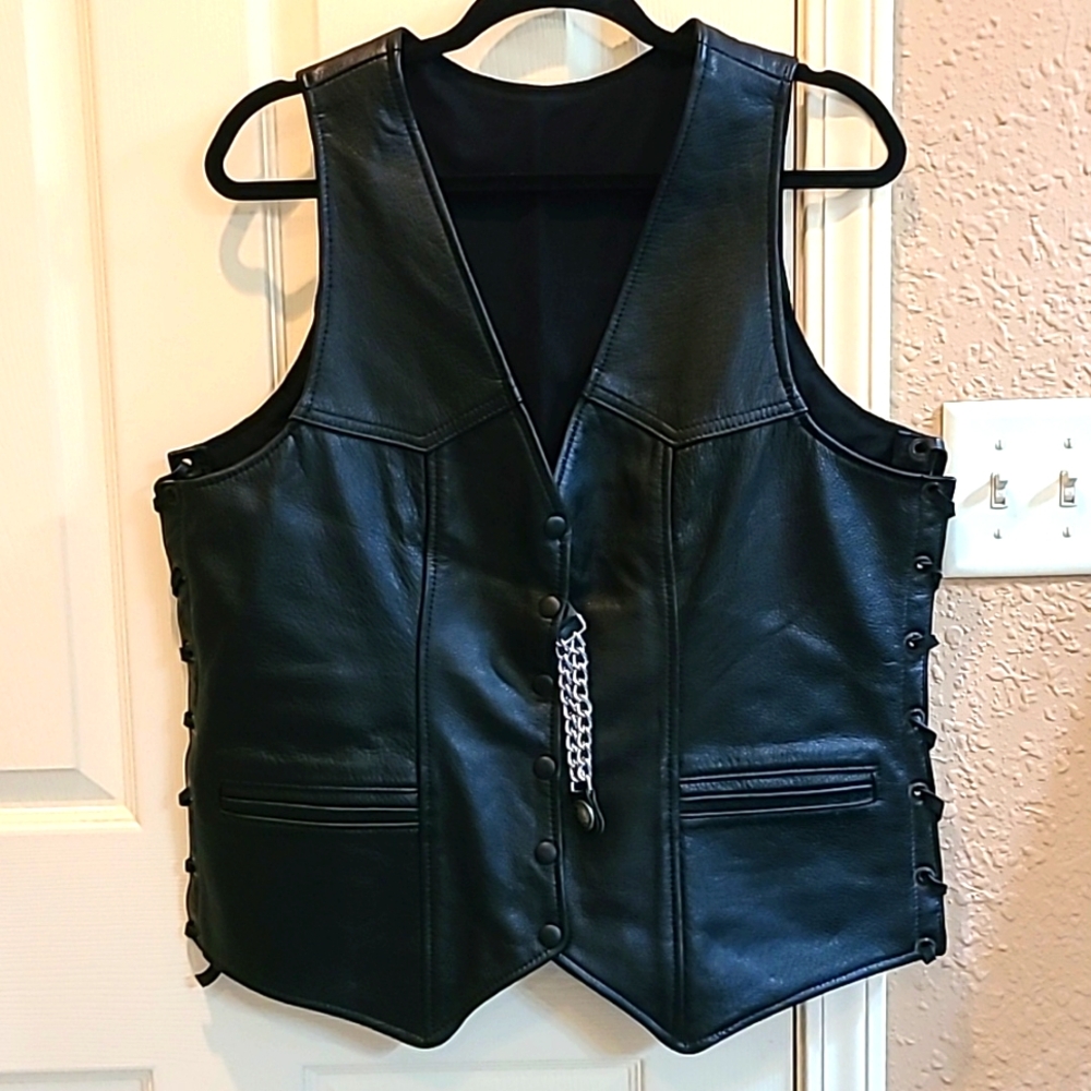 Moto Leather Lace up Vest